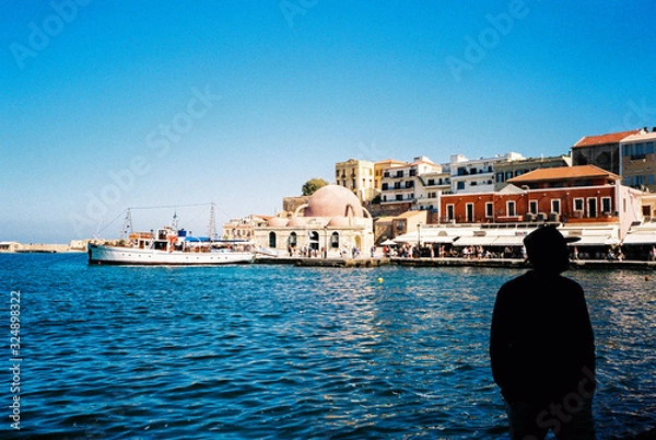 Obraz Chania. Crete. Man and the port city