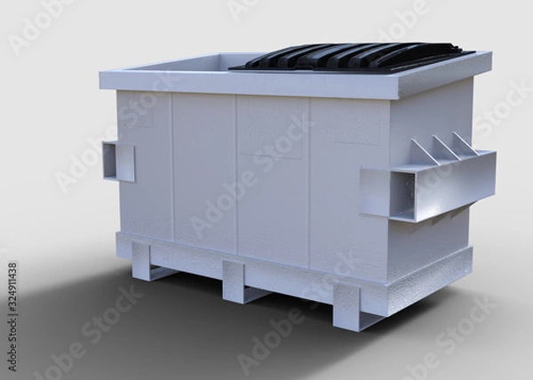 Obraz White dumpster with one lid (3d Render)