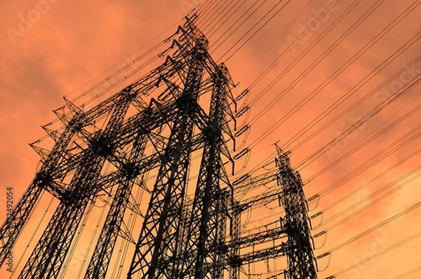 Obraz Transformer over orange sky