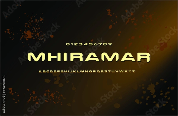 Fototapeta Modern Tactical Alphabet Font. Typography military style fonts for technology, digital, game logo design. Vector illustration