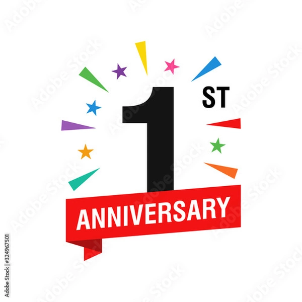 Obraz 1st Years Anniversary Logo Design Vector
