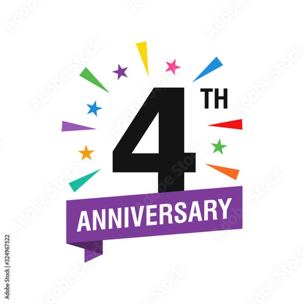 Obraz 4th Years Anniversary Logo Design Vector