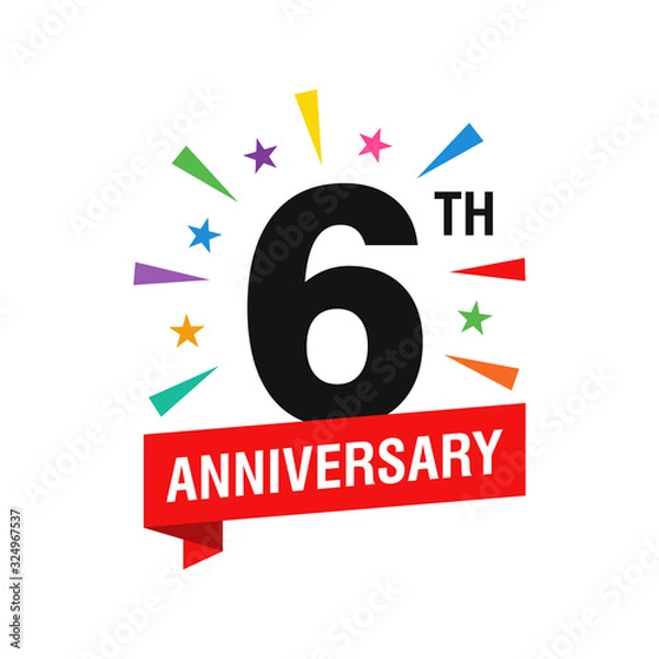 Obraz 6th Years Anniversary Logo Design Vector