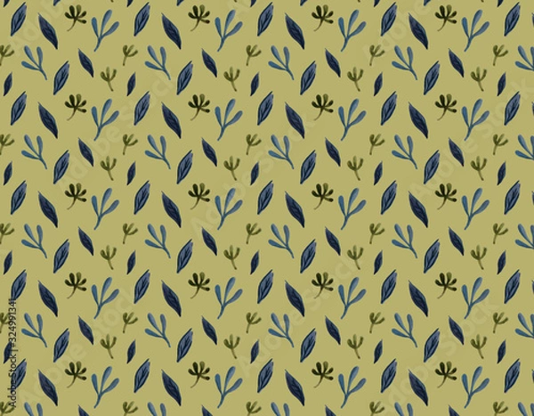 Obraz 手描き水彩　植物の背景パターンスウォッチ素材