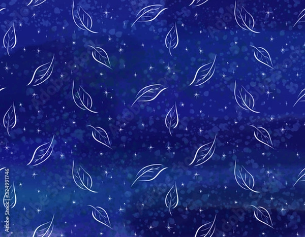 Obraz ファンタジーテイストの水彩風背景　ネイビー