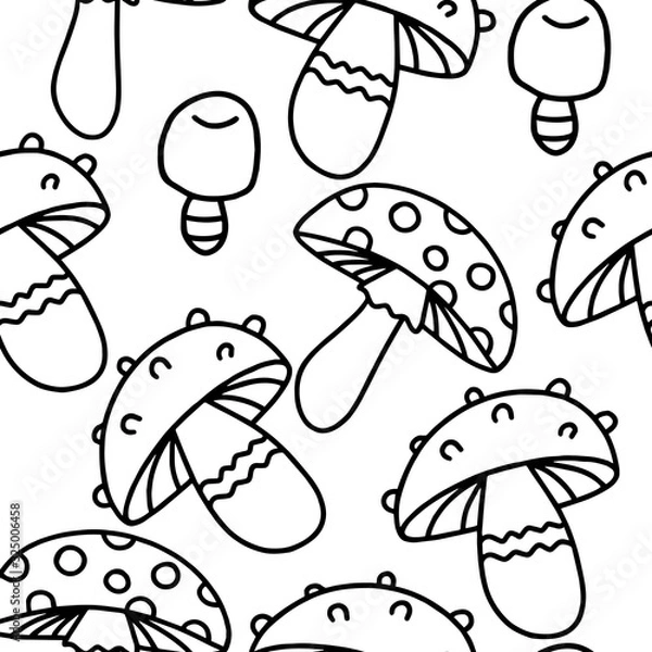 Obraz  mushrooms coloring pattern vector illustration