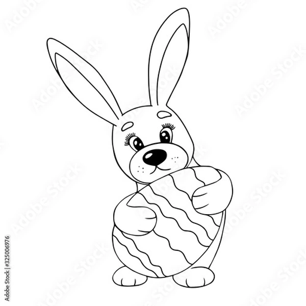 Obraz  vector illustration rabbit coloring easter eggs