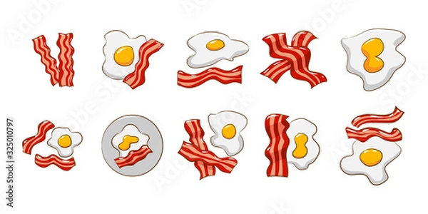 Obraz egg bacon vector set collection graphic clipart design