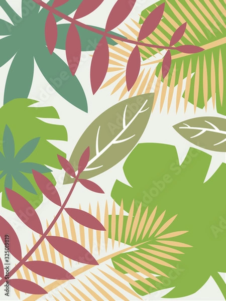 Fototapeta Seamless pattern of many leaves by flat design.
