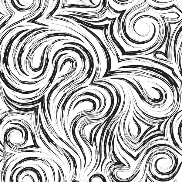 Obraz Abstract vector seamless pattern in black color from torn lines