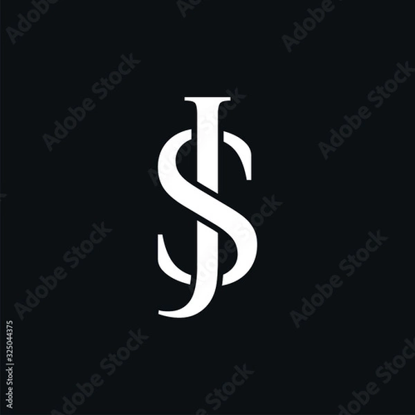 Fototapeta Initial letter JS or SJ logo template with overlap serif font symbol in flat design monogram illustration