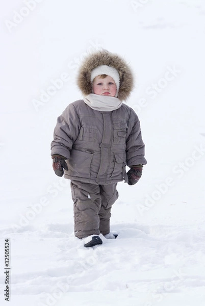 Obraz young boy in winter clothes