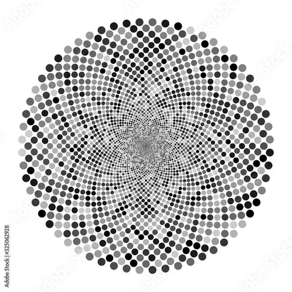 Fototapeta Circle dots backdrop. Halftone shapes, abstract logo emblem or design element for any project.