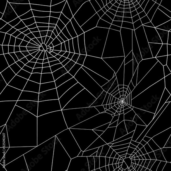 Fototapeta Halloween seamless pattern of spiderweb with black background vector colorful illustrations