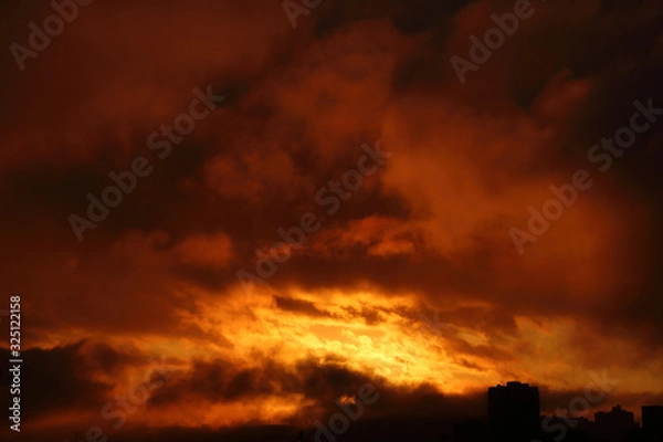 Obraz Fire sunset. Apocalyptic sky