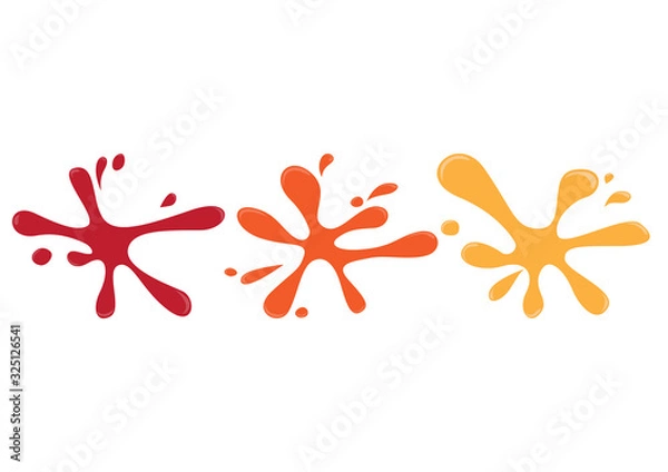 Fototapeta Splashing and blots sauce, ketchup, mustard, chili sauce, dripping on white background, vector illustration