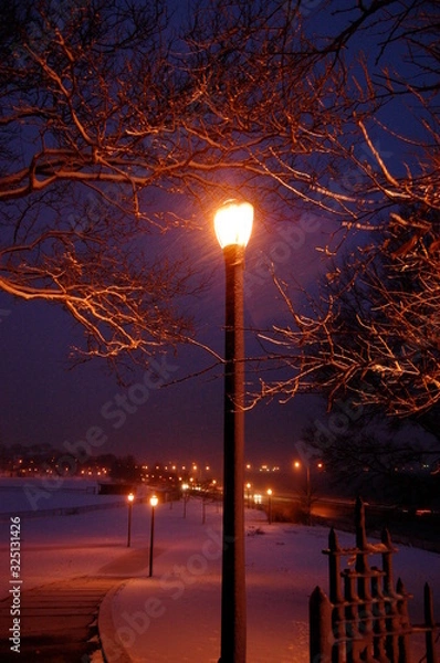 Fototapeta light pole in dark