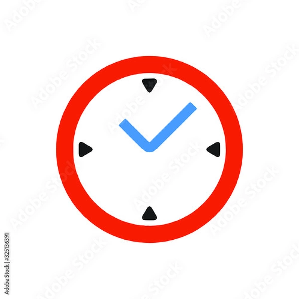 Fototapeta clock with blue and red color filled vector icon