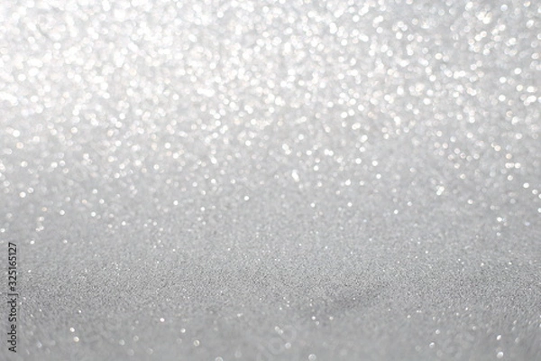 Obraz Defocused abstract silver, white, grey lights background. Space. Wallpaper. Abstract glitter bokeh