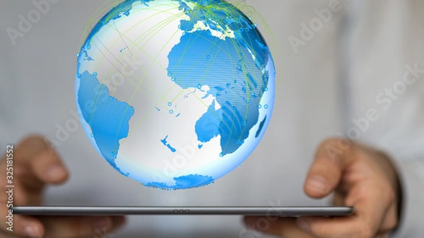 Fototapeta Holding Business World connection digital.