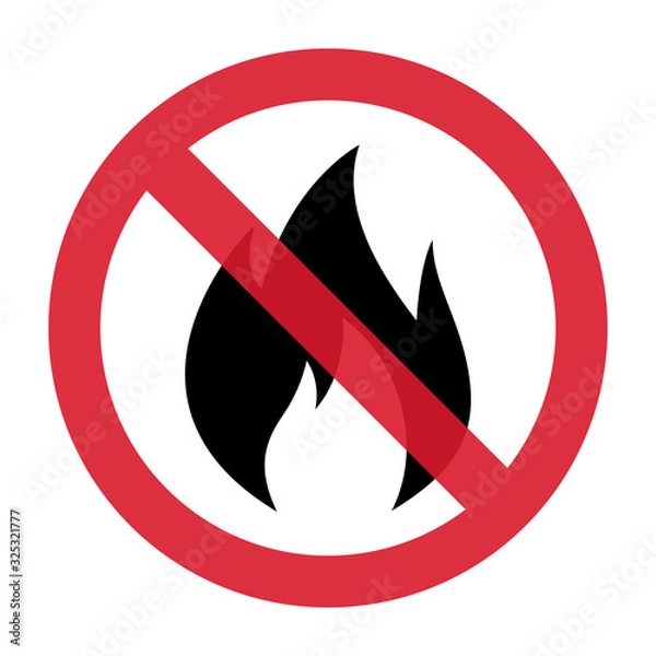 Fototapeta STOP fire flame icon. Fire hot flames vector sign isolated on white background