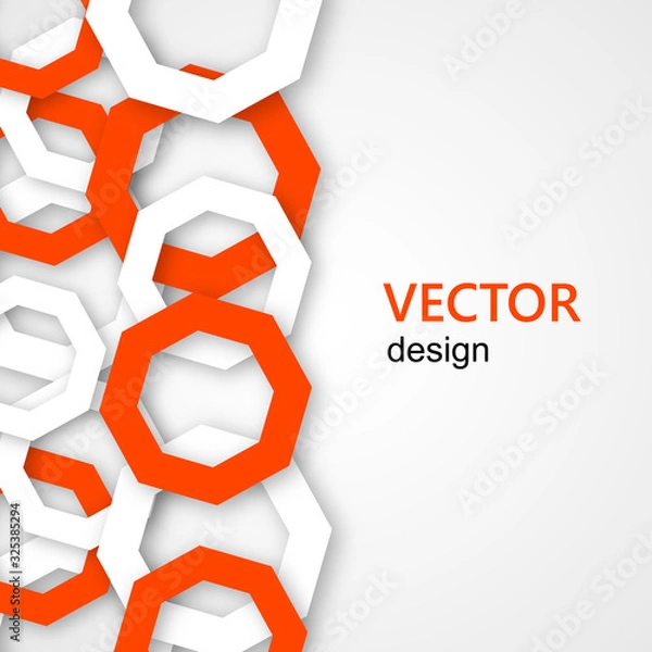 Fototapeta Vector banner with modern pattern of octagons on white background
