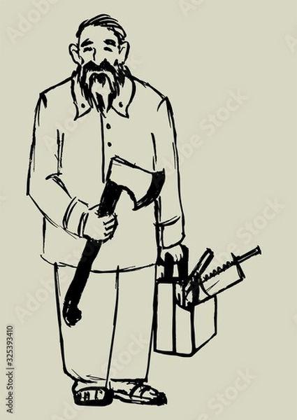 Obraz lumberjack man profession vector illustration character hand drawing