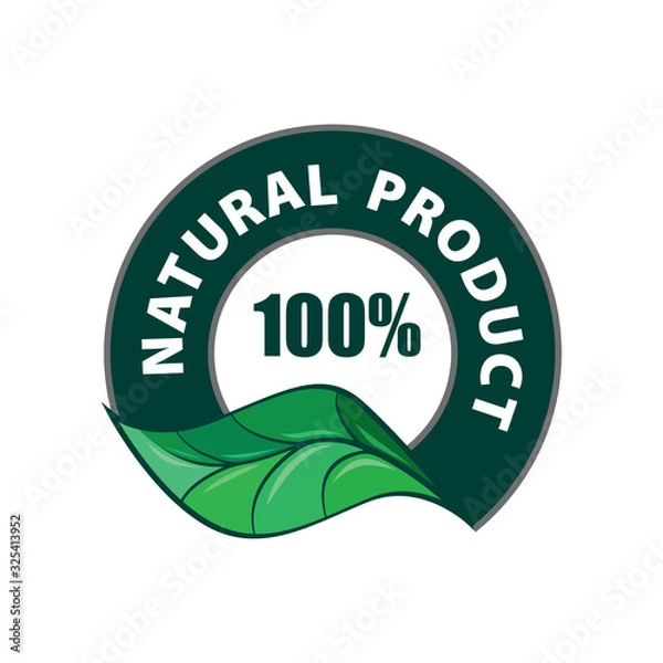 Fototapeta Green rubber stamp with text Natural product icon isolated on white background. Vector.
