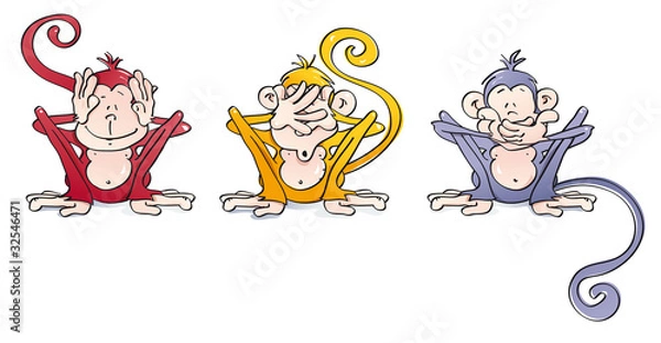 Obraz śmieszne mądre małpy