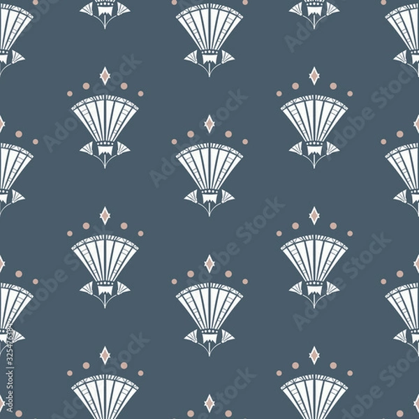 Fototapeta Vector Art Deco Style inspired Geometric Lilies seamless pattern background.