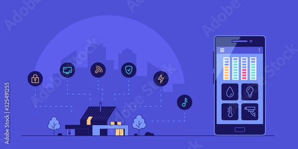 Obraz Smart house concept, Flat style banner design.