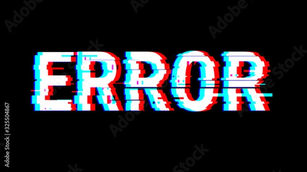 Fototapeta Screen glitch VHS effect. Glitch font. 80's and 90's style. Element of design. No signal. 4K.