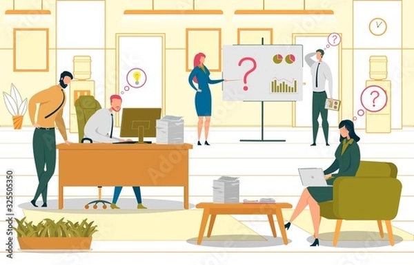 Obraz Collective Thinking, Teamwork Vector Illustration