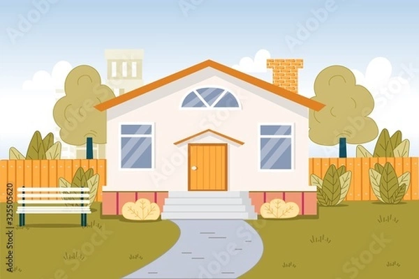 Fototapeta Suburb House Exterior in Working-Class Quarter