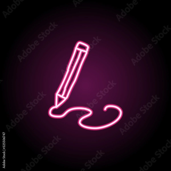 Fototapeta Pencil and line sketch neon icon. Simple thin line, outline vector of education icons for ui and ux, website or mobile application