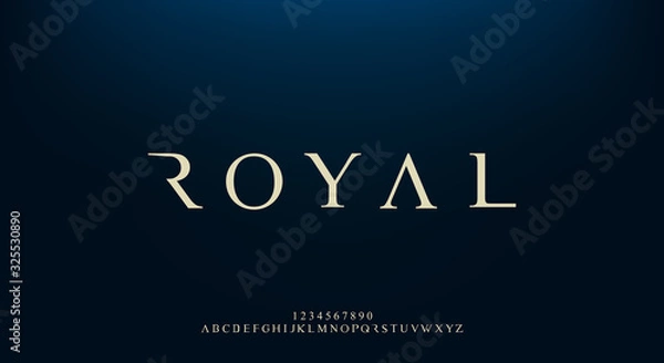 Fototapeta Royal, an elegant alphabet font and number. Premium uppercase fashion Design typography. vector illustration