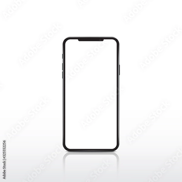 Fototapeta Modern realistic white smartphone. Cellphone frame with blank display. Vector mobile device concept.