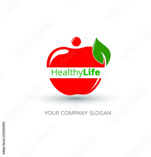 Fototapeta Healthy Apple icons vector design represents fruit logos, signs and symbols.