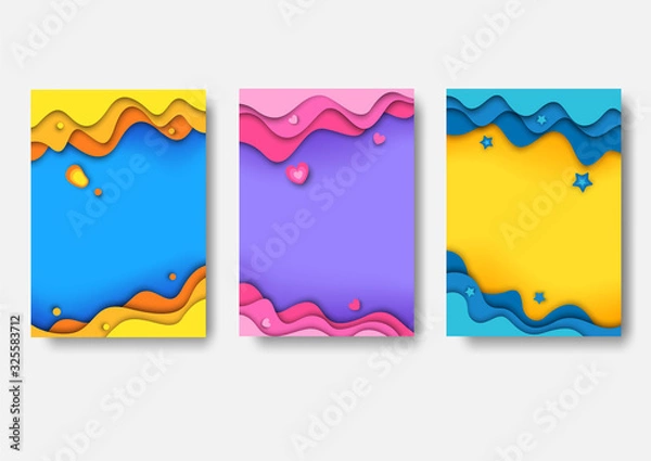 Fototapeta Colorful background 3d design with pink, blue, purple,yellow colors set