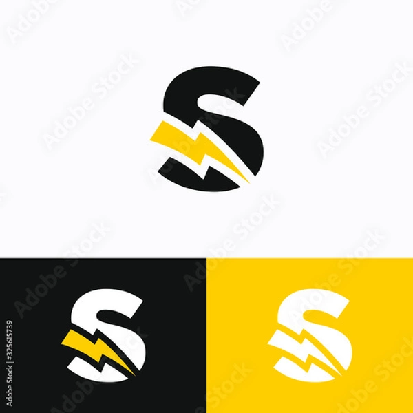 Obraz Initial Letter S with Thunder Logo Design
