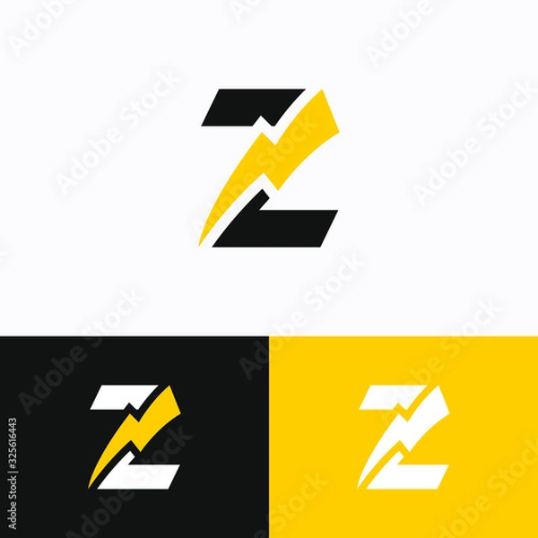 Obraz Initial Letter Z with Thunder Logo Design