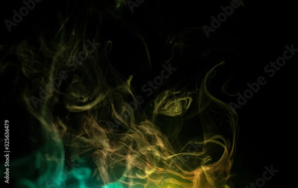 Fototapeta Green/yellow smoke/incense/fire