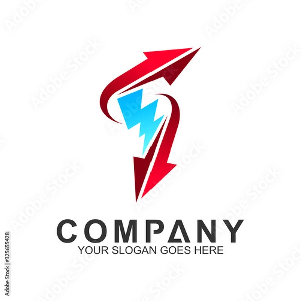 Fototapeta fast letter s logo with thunder arrow, letter s logo template, moving letter s logo