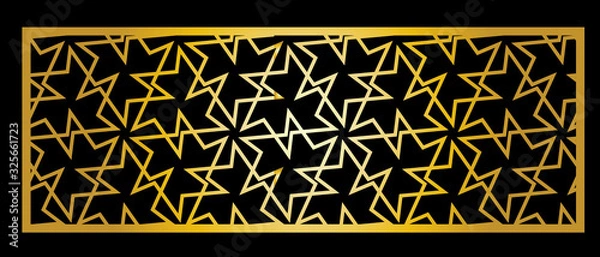 Fototapeta Cutout silhouette panel with ornamental geometric arabic pattern. Template for printing, laser cutting stencil, engraving. Vector illustration.