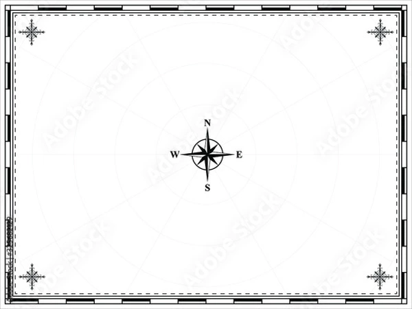 Fototapeta Old blank map background. Blank sky map background.  Vector illustration.