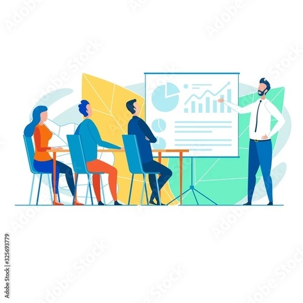 Fototapeta White Collar Worker, Presenting Business Graphics