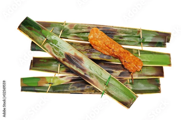 Obraz Otak-Otak - Fish Meat Wrapped In Coconut Leaf