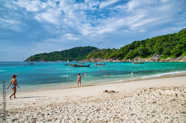 Fototapeta PHUKET, THAILAND - DECEMBER 19, 2019: Beautiful view of Freedom Beach on a sunny day