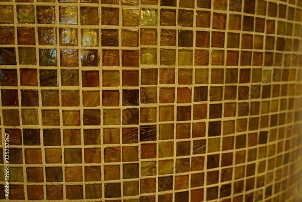 Fototapeta Square brown tile wall pattern