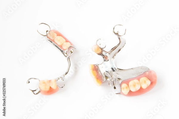 Obraz removable partial denture on white background.